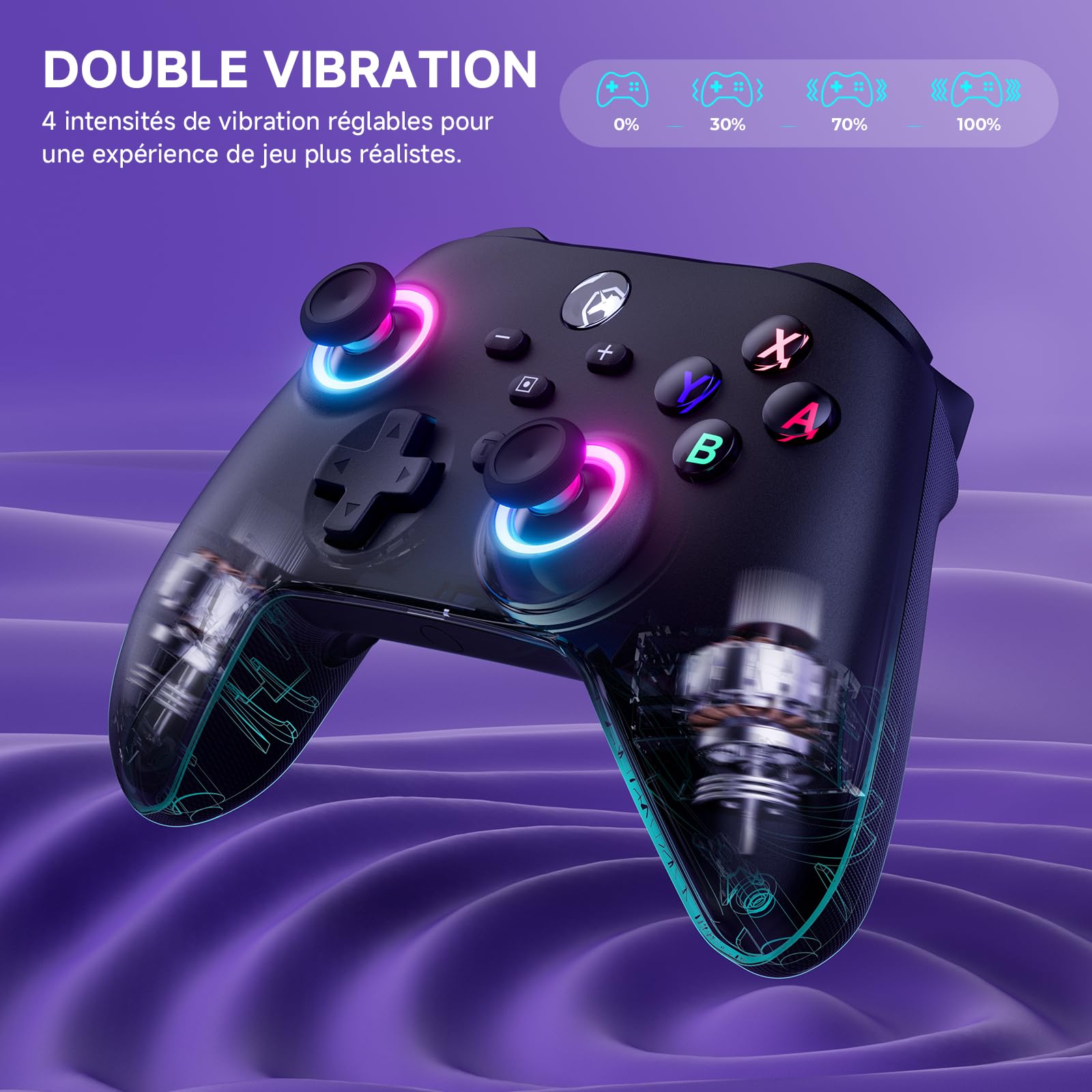 ECHTPower Manette Switch Galaxy, 2025 Nouvelle Manette Switch 2 Sans Fil avec RGB/Hall Trigger/Macro/Shift/Turbo/Vibration, Manette Pro Controller Bluetooth Compatible avec PC/Switch/OLED/Adroid/iOS