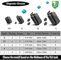 Vista 8 de Carefree Fish Limpiador magnético súper fuerte para acuarios, cepillo imán para peceras de vidrio con raspadores de algas flotantes