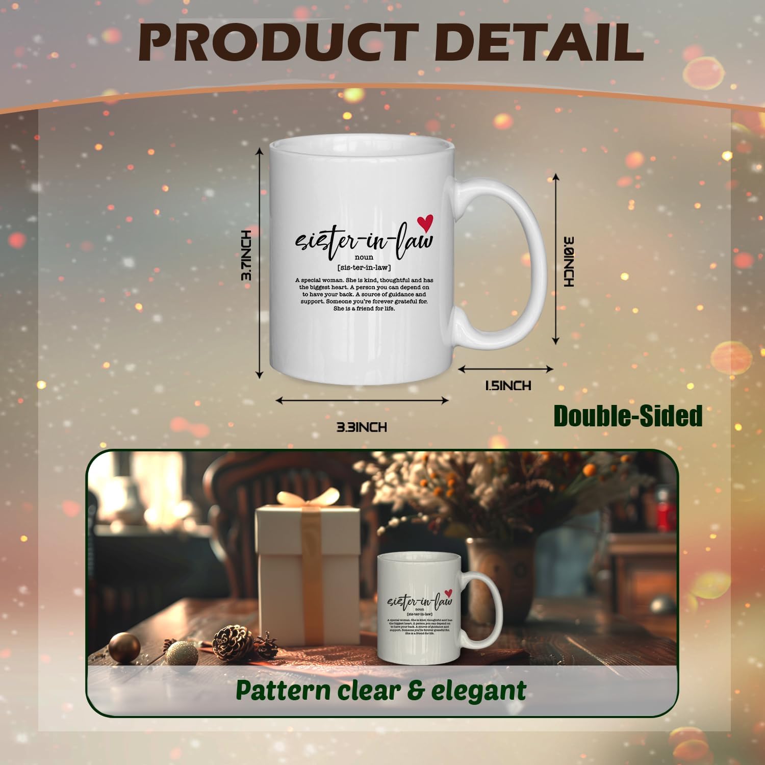 Best Sister in Law Birthday Gifts Mug for Women, Gifts for Sister in Law, Ceramic Coffee Mug 11 oz - Image 5