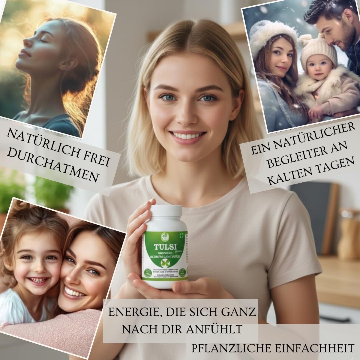 Tulsi Kapseln (Heiliges Basilikum – Ocimum sanctum) | Ayurvedisches pflanzliches Nahrungsergänzungsmittel | 240 Vegane Kapseln (Packung mit 4), Vegan & Glutenfrei