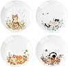 Colias Wing 8 Inch Cat and Flower Pattern Stylish Design Ceramic Salad/Pasta/Fruit/Appetizer/Dessert Dishes Holiday Plates Christmas Dinner Plates-Set of 4-4 Cats-8 Inch
