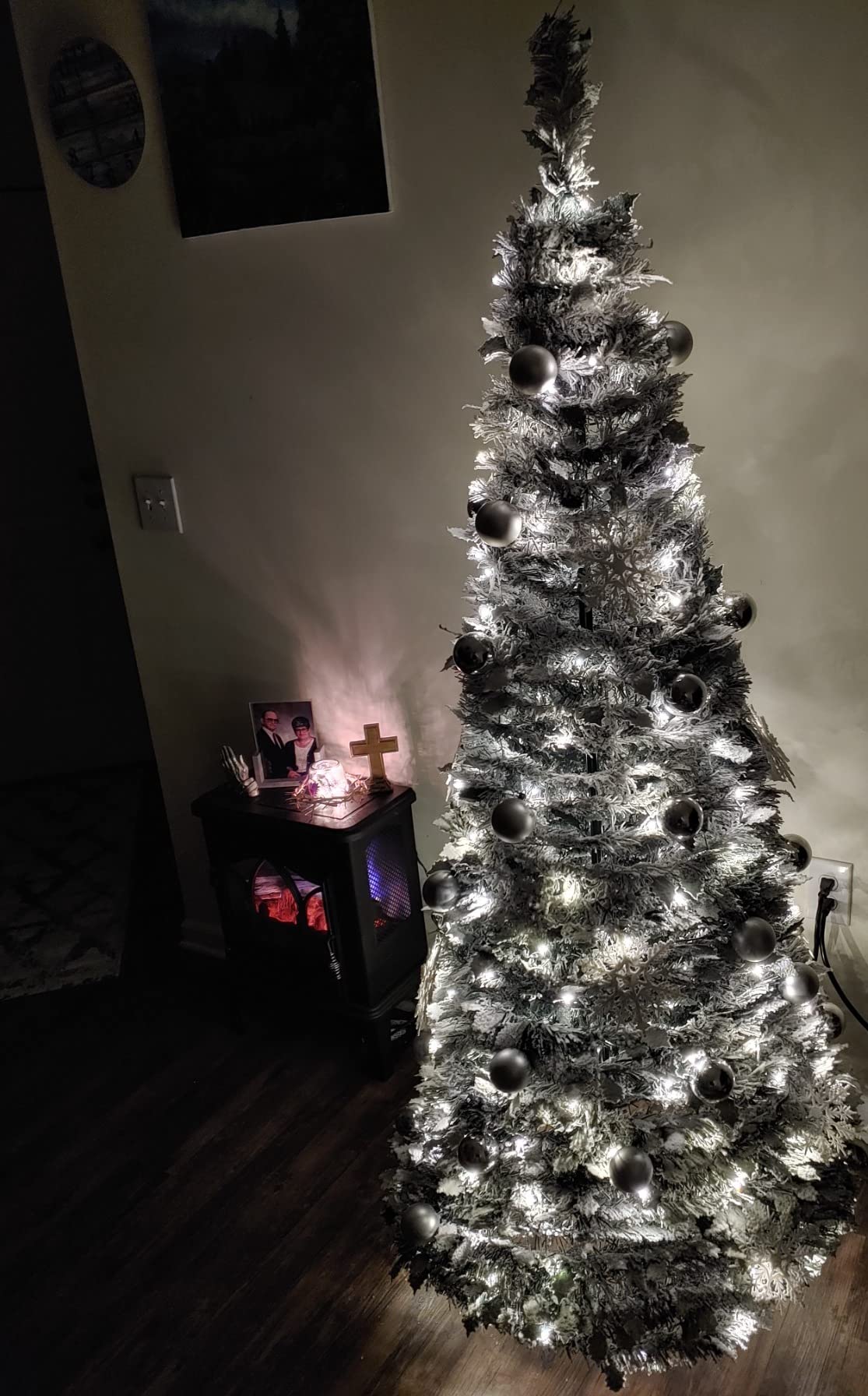 23/mo Finance Sharper Image PopUp 6Ft. White Flocked Christmas Tree Buy Now, Pay Later