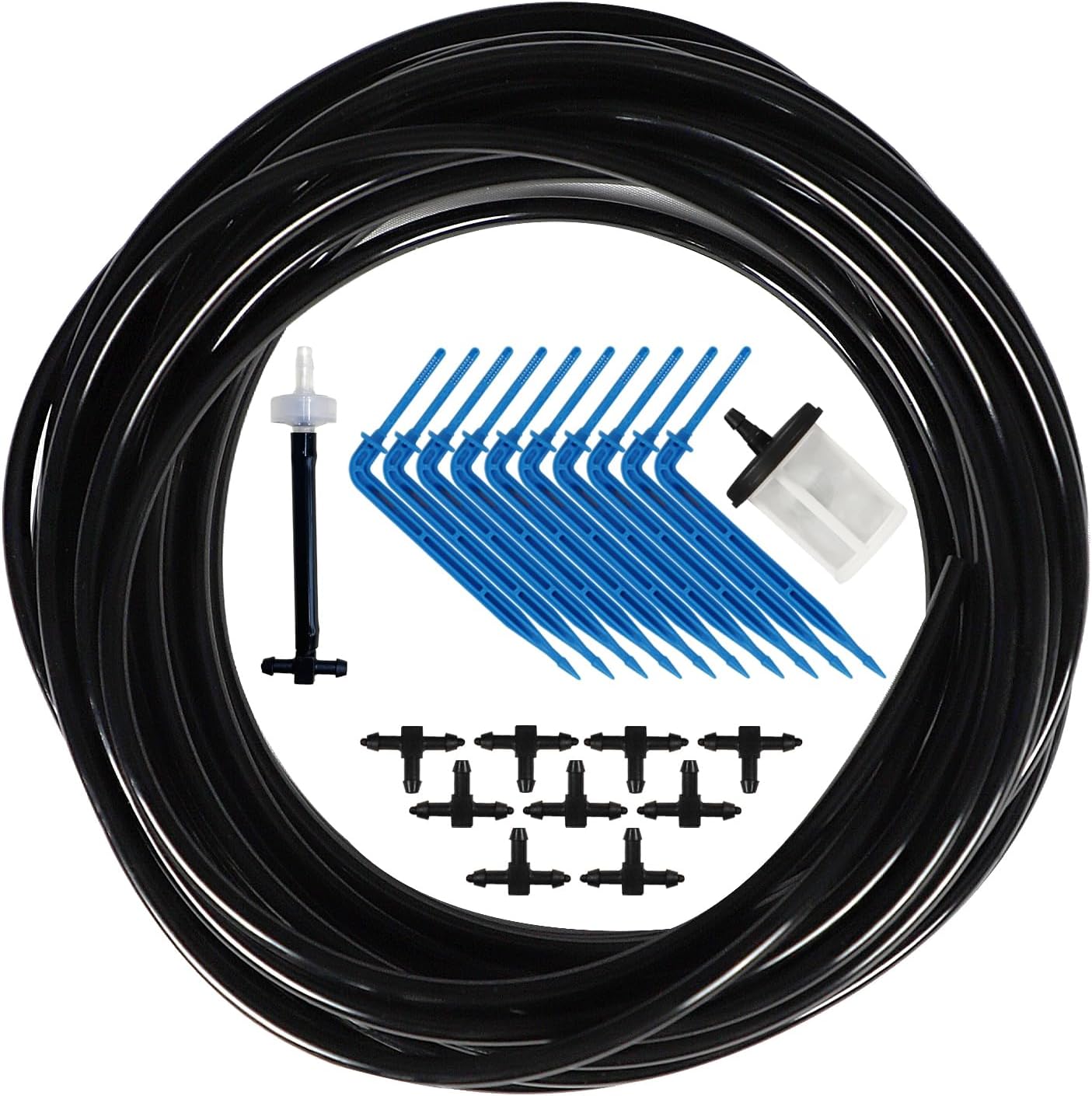 Solar Automatic Drip Irrigation Kit System, Solar Powered Auto Easy DIY Watering Device Supported Pots Plants, 6-12 Timing Modes With Anti-Siphoning Device (Expansion Kit/Extra Accessories Kit)