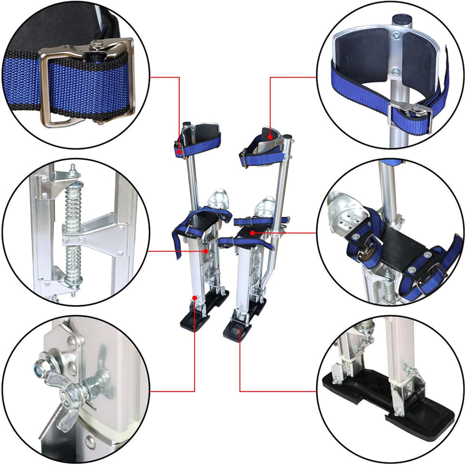 Autoparts Drywall Stilts 24-40 inch Adjustable Auminum Tool Stilt for or Cleaning -Silver