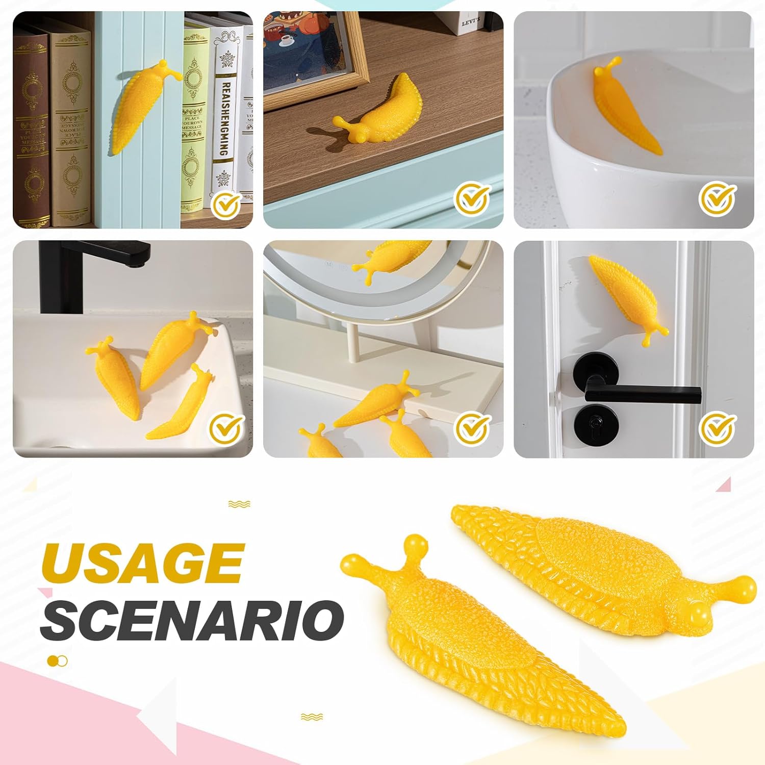 Soulchen 4 Pcs Sticky Banana Slugfest Novelty Sensory Slug Fidget Toy Mini Banana Slug Finger Puppet Slimy Sticky Slugs Tricky Toys for Halloween