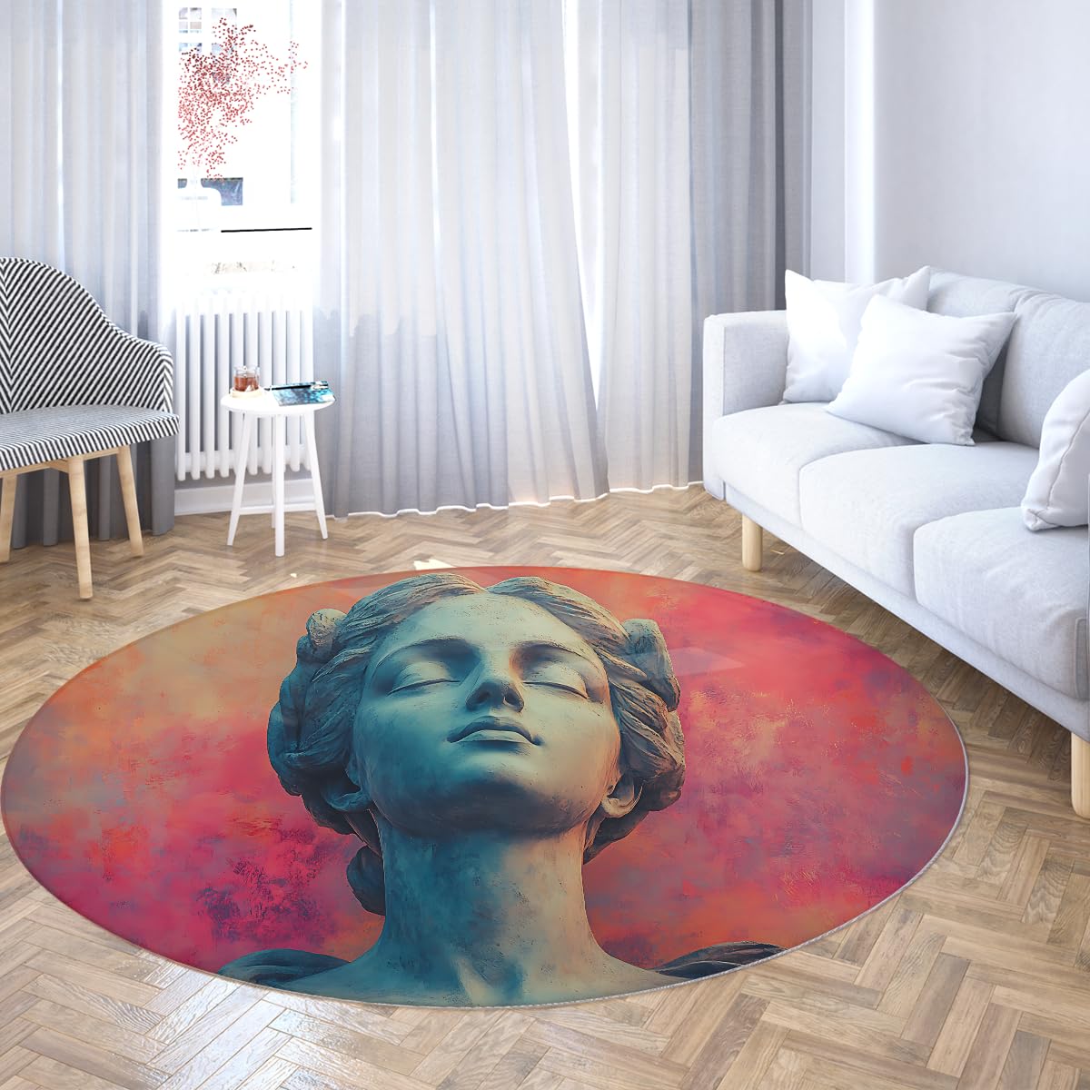 Vintage artystyczny okrągły dywan 160 cm - składany okrągły dywan do salonu sypialni galeria domu wystrój pralni biura