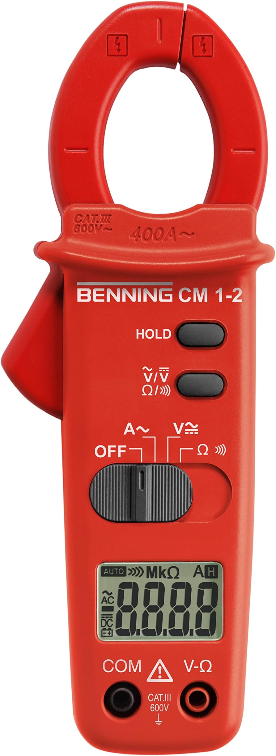 Benning 044062 "CM 1-2" Digital Current-Clamp Multimeter, Red