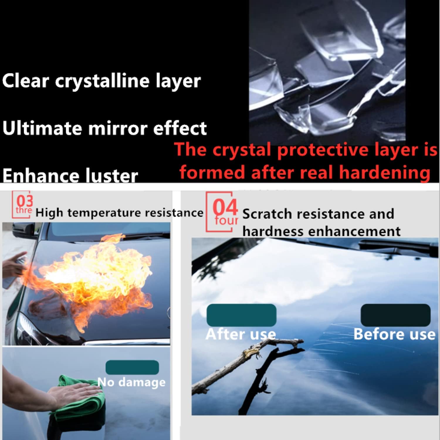 12H Nano Ceramic Coating for Cars Automobile Wax Better than 9H 10H Hardness 30ml 3bottle suit High Gloss Hydrophobicty Anti Scratch Car Paint Protection Kit Last for 3 Years Protection Stains and UV