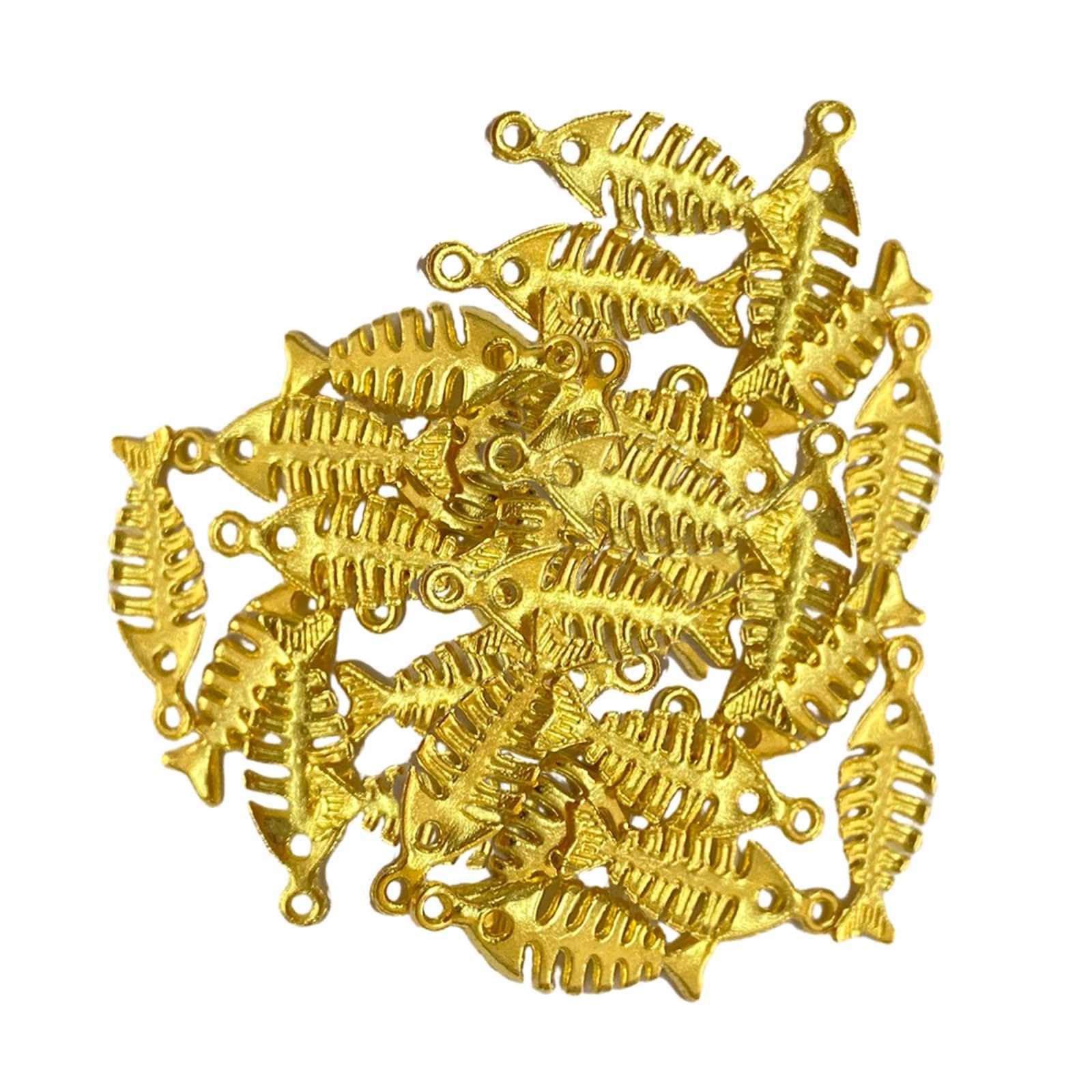 50Pcs Fish Charms Alloy Fish Pendant Charms for Earrings Necklace Accs Gold-image-43