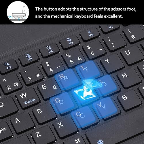 Miniatura 5 de Jectse Teclado español, mini teclado portátil BT 3.0 español Touchpad diseño ultrafino, estructura de pie de tijera, 78 teclas, compatible con iOS