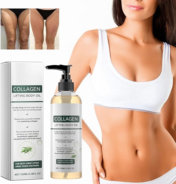 Collagen Lifting Body Oil, Körperöl Straffend mit Rosmarinblattextrakt, Feuchtigkeits, Pflegend Hautöl, Massageöl zur Verbesserung der Hautelastizität, Reduziert Feine Linien (2PC) - 2