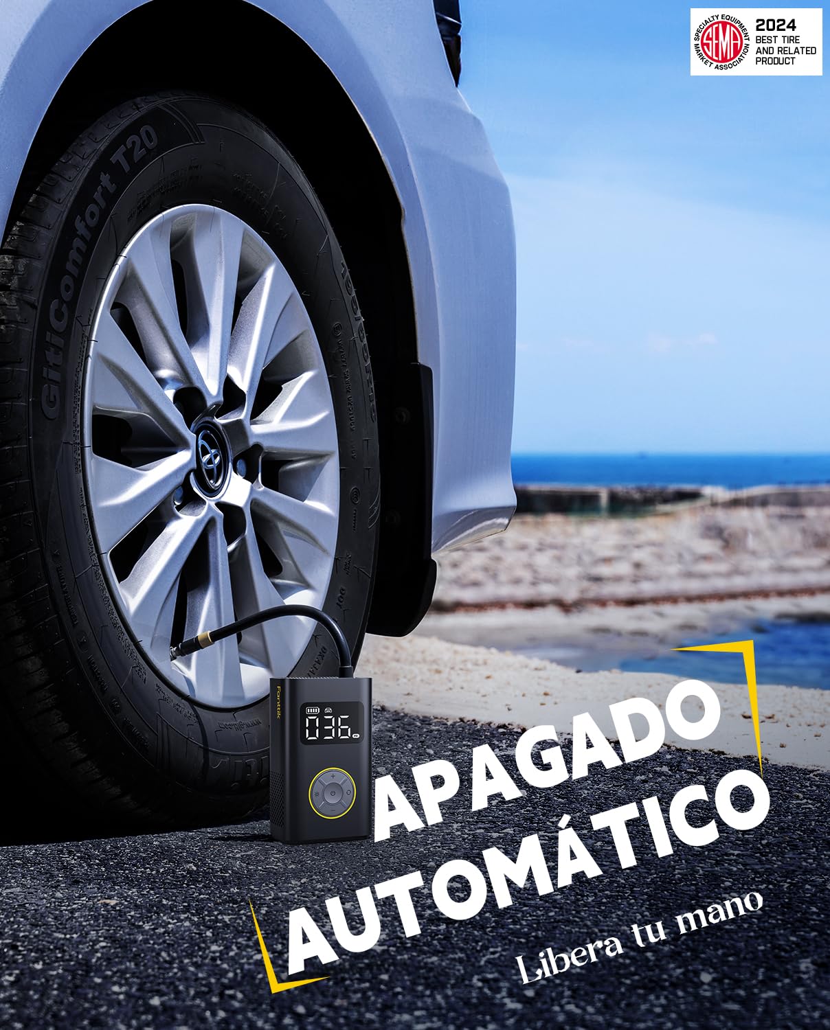 Fanttik X9 Pro Inflador de Neumáticos Portátil para Moto, Bomba Eléctrica de 27s de Inflado Rápido con Manómetro Digital para Neumáticos, Compresor de Aire de 150PSI para Coche Compacto, Bola