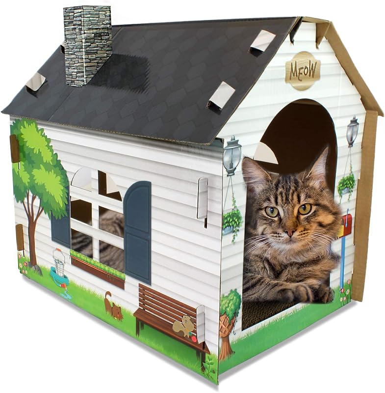 Casa de Papelão para Gatos ASPCA com Arranhador e Esconderijo CAS2026 48,26 x 33,02 x 43,18 cm