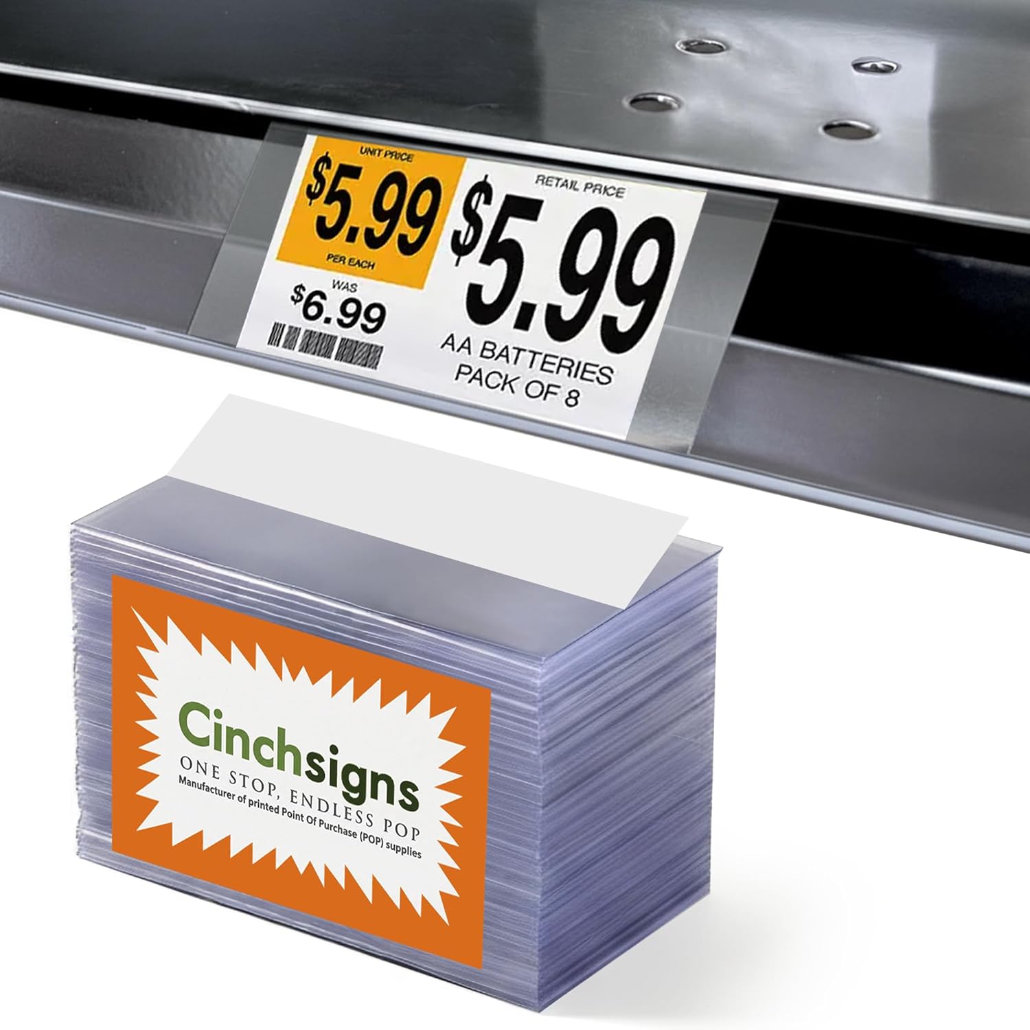 Clear Plastic Wire Shelf Label Holders for Metal & Price Channel Shelves - Repositionable Retail Price Tag Holders for Secure Pricing - 1000 Pieces in 2" L x 1.25" H, 10 mm
