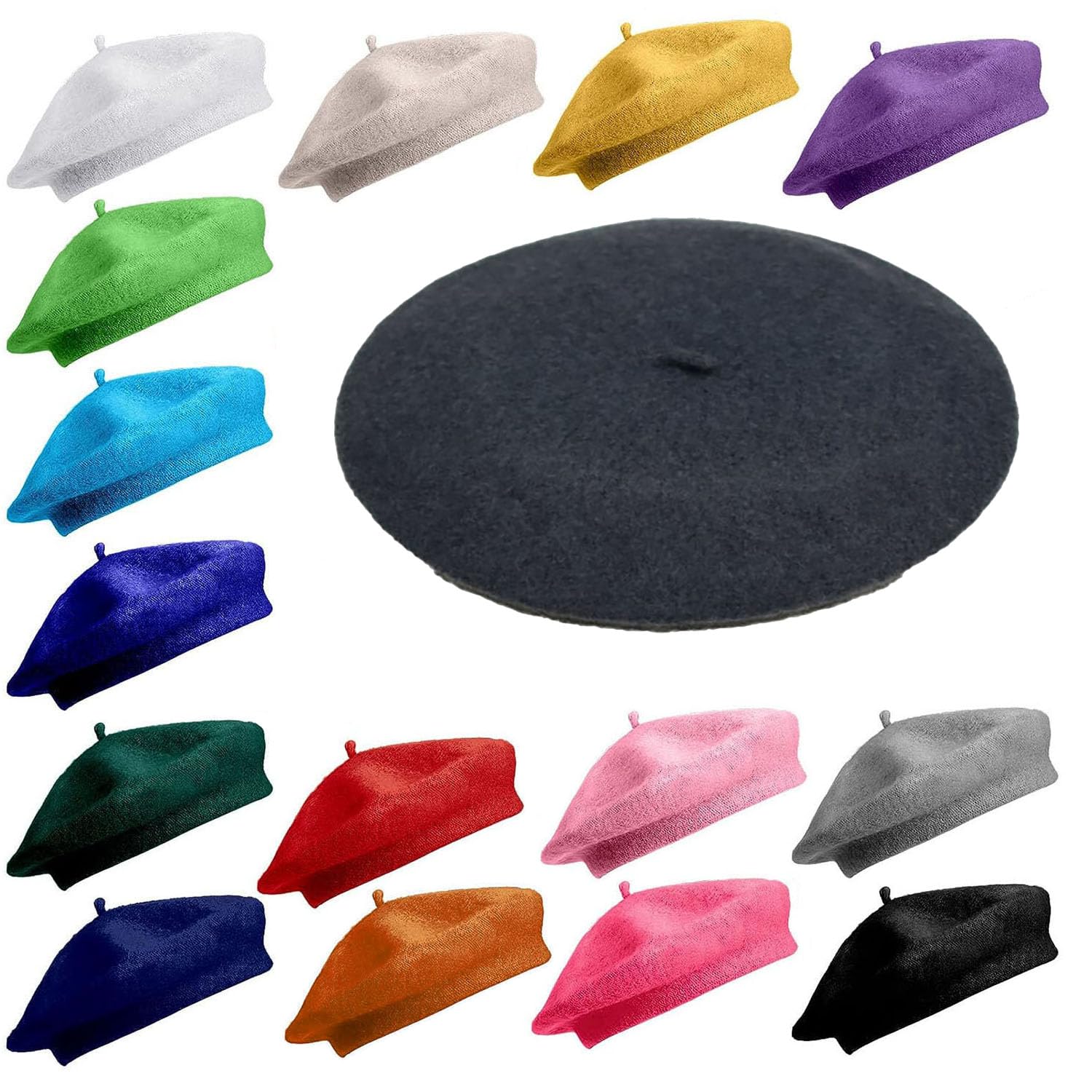 Van Der Linn Unisex Colour 28 Ash Plain Beret Wool Warm French Hat (Uk, Alpha, One Size, )
