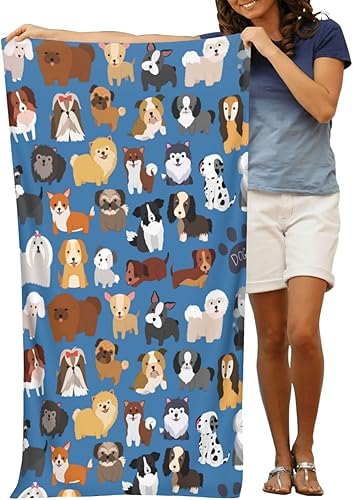 Miniatura 9 de VOOHDDY Toalla de playa para perros y cachorros, de microfibra suave y absorbente, de secado rápido, toallas de baño de gran tamaño para baño,