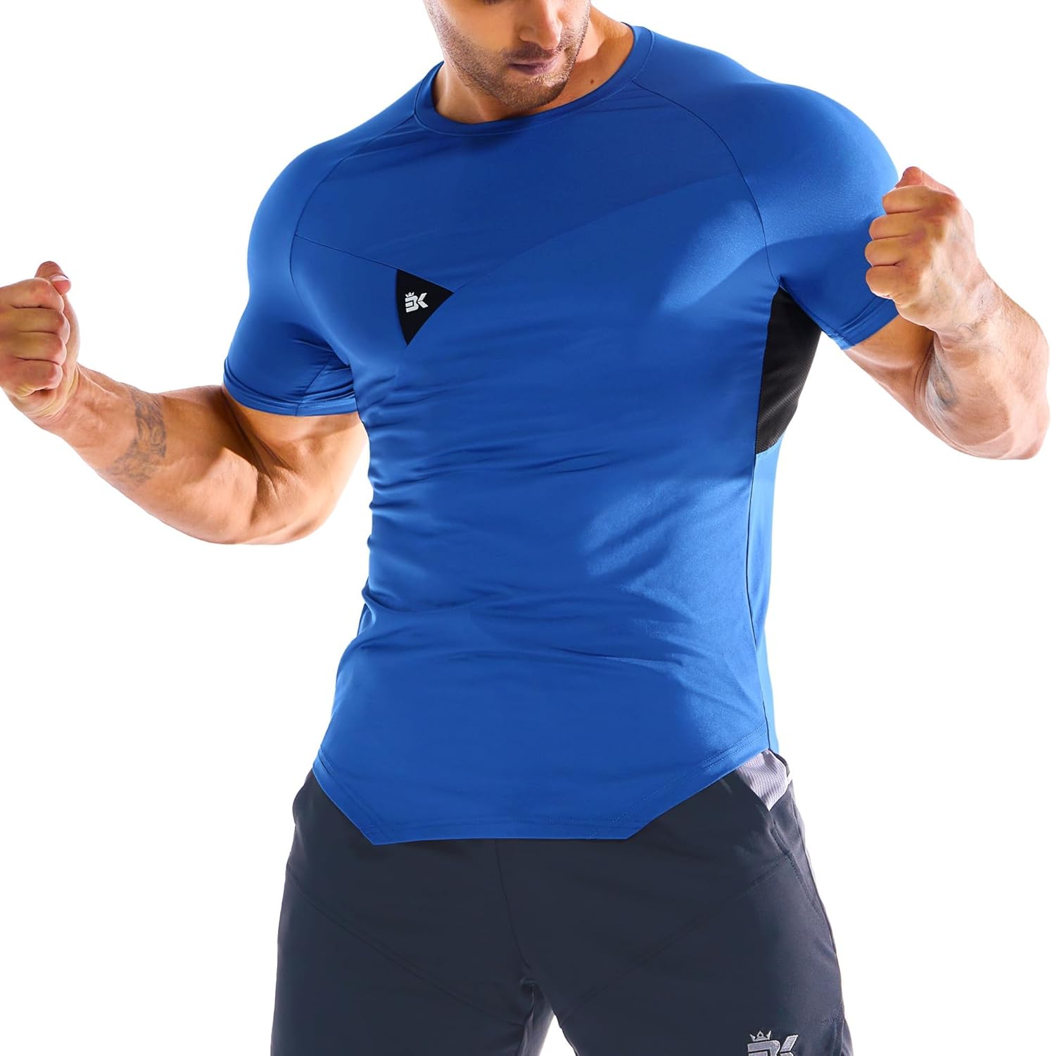 BROKIG 3 Pack Men's Irregular Muscle Gym Shirts Quick Dry Sun Protection Workout Athletic T Shirt Short Sleeve - Image 3