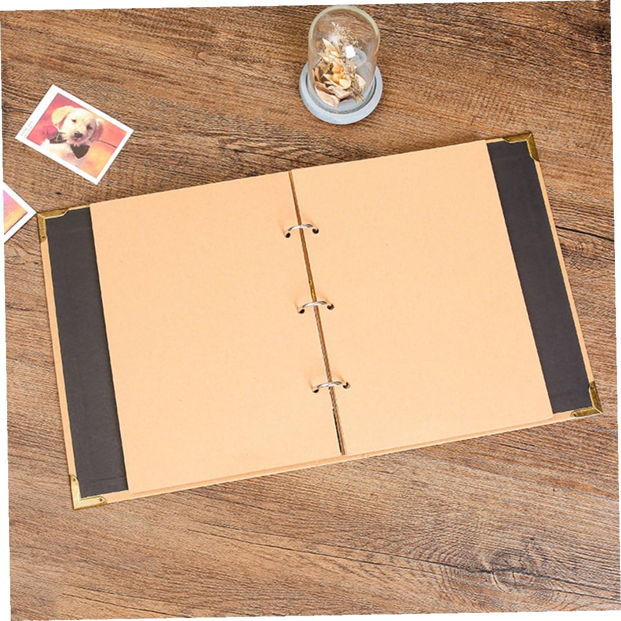 Álbum de Recortes DIY de Papel Kraft Artesanal Tamaño Mediano Páginas Amarillas Caja Kraft Incluida Álbum para Fotos de Viajes y Familia y Delicado para Manualidades