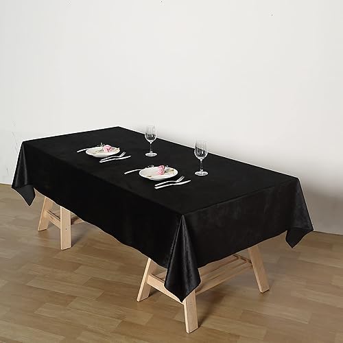 Miniatura 2 de Efavormart - Mantel rectangular de terciopelo negro prémium de 60 x 102 pulgadas para eventos de fiesta de boda