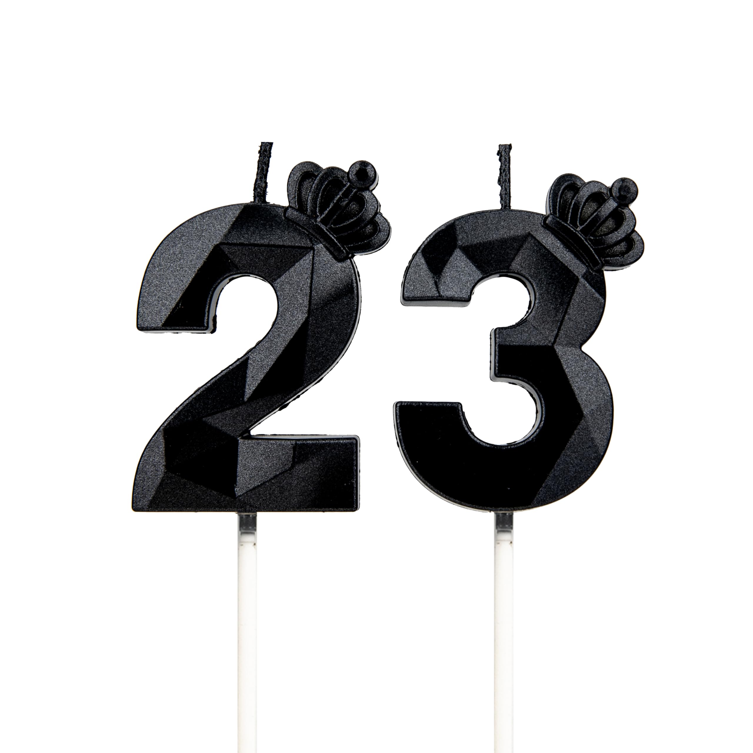 Geburtstagskerzen Zahlen 23 mit Krone，3D Kerzen Geburtstag für Kuchen geburtstagsdeko, Geburtstag Kerzen Zahlen, Geburtstagskerzen Kinder für Partys, Hochzeiten, Firmenfeiern, Jubiläen (Schwarz, #23)