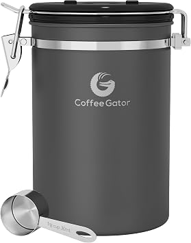 Coffee Gator Coffee Canister, 22oz Airtight Stainless Steel Container