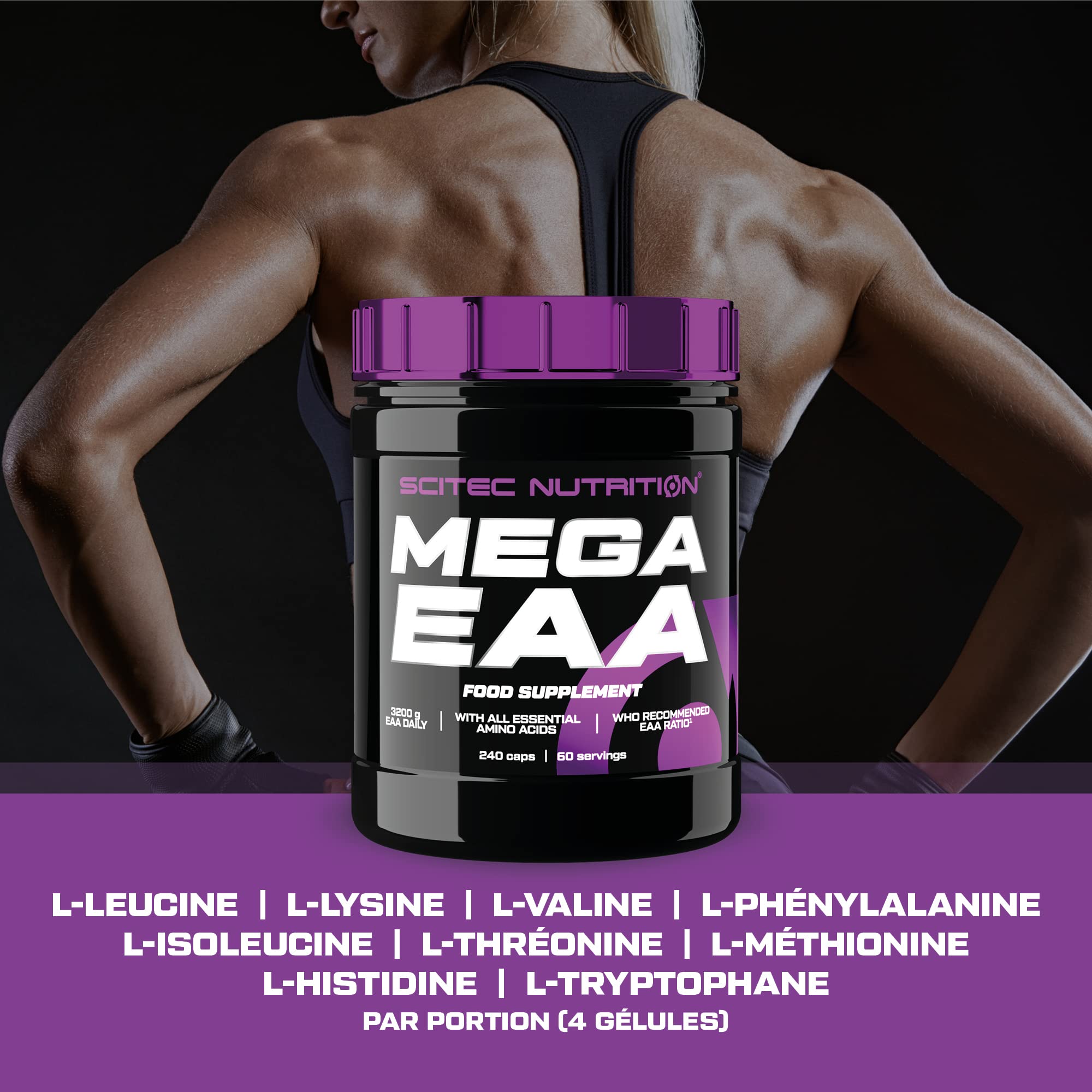 Scitec Nutrition Mega EAA Complément alimentaire sous forme de gélules contenant des acides aminés essentiels, 240 capsule