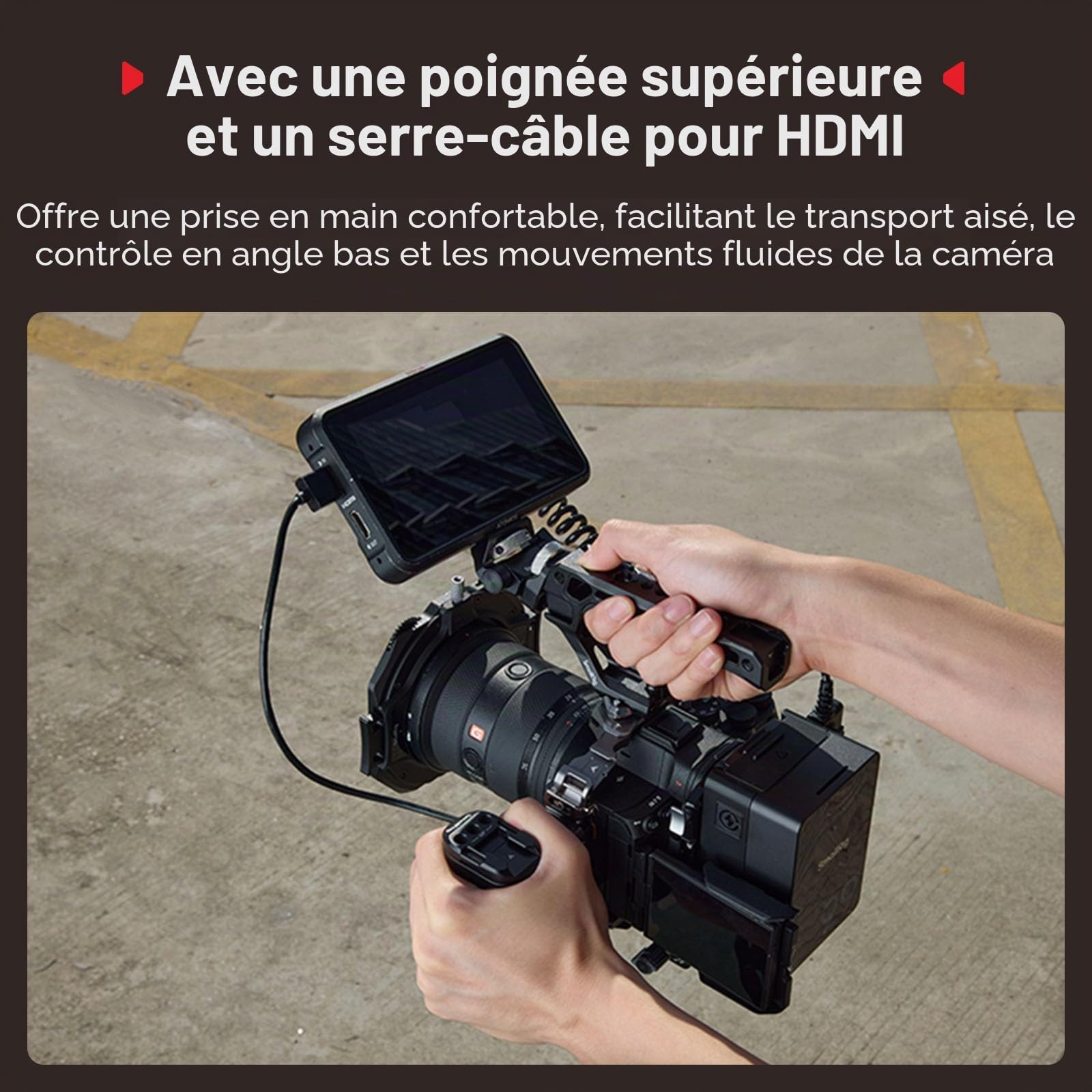SMALLRIG A7 V Kit de Cage Advanced pour Sony Alpha 7 V/Alpha 7R V/Alpha 7 IV, avec Plaque de Dégagement Rapide pour Arca, avec Poignée Supérieure, Poignée Latérale et Serre-câble pour HDMI - 6026