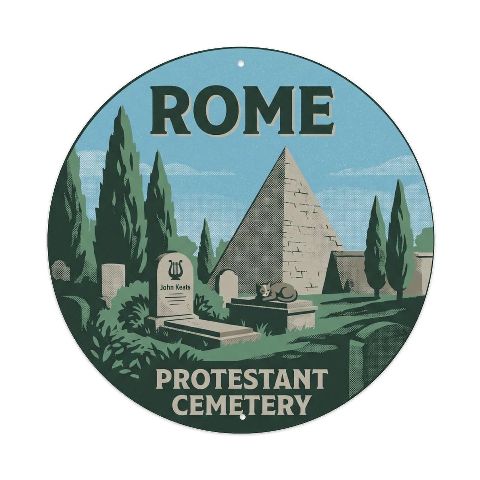 Rome Italy Landmark Travel Protestant Vintage Metal Tin Sign