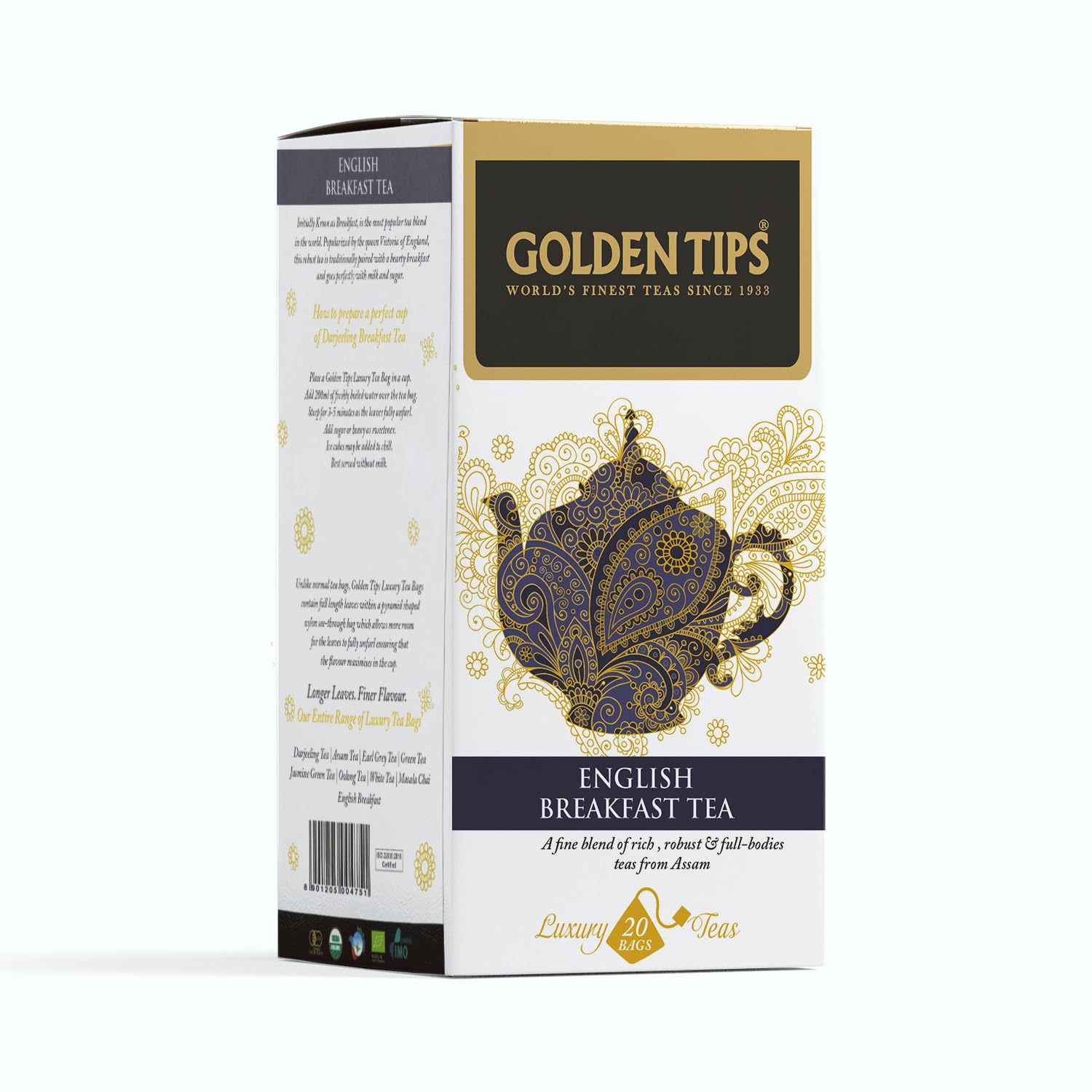 Golden Tips Darjeeling Pyramid English Breakfast Tea Bag (20 cups, 40 Grams)