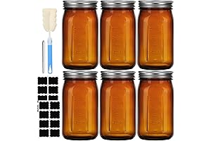Amber Mason Jars 32 Oz for Kitchen and Pantry