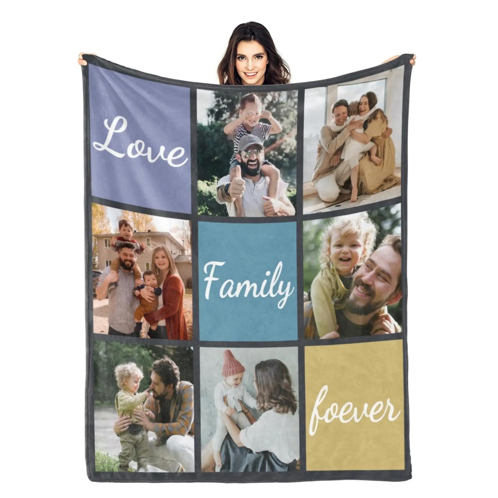 Manta Personalizada con Texto Fotográfico, Personalizadas Mantas Regalos De Cumpleaños Recuerdo Manta Personalizada para Padre, Mamá, Marido, Novia, Novio 17,150x200cm