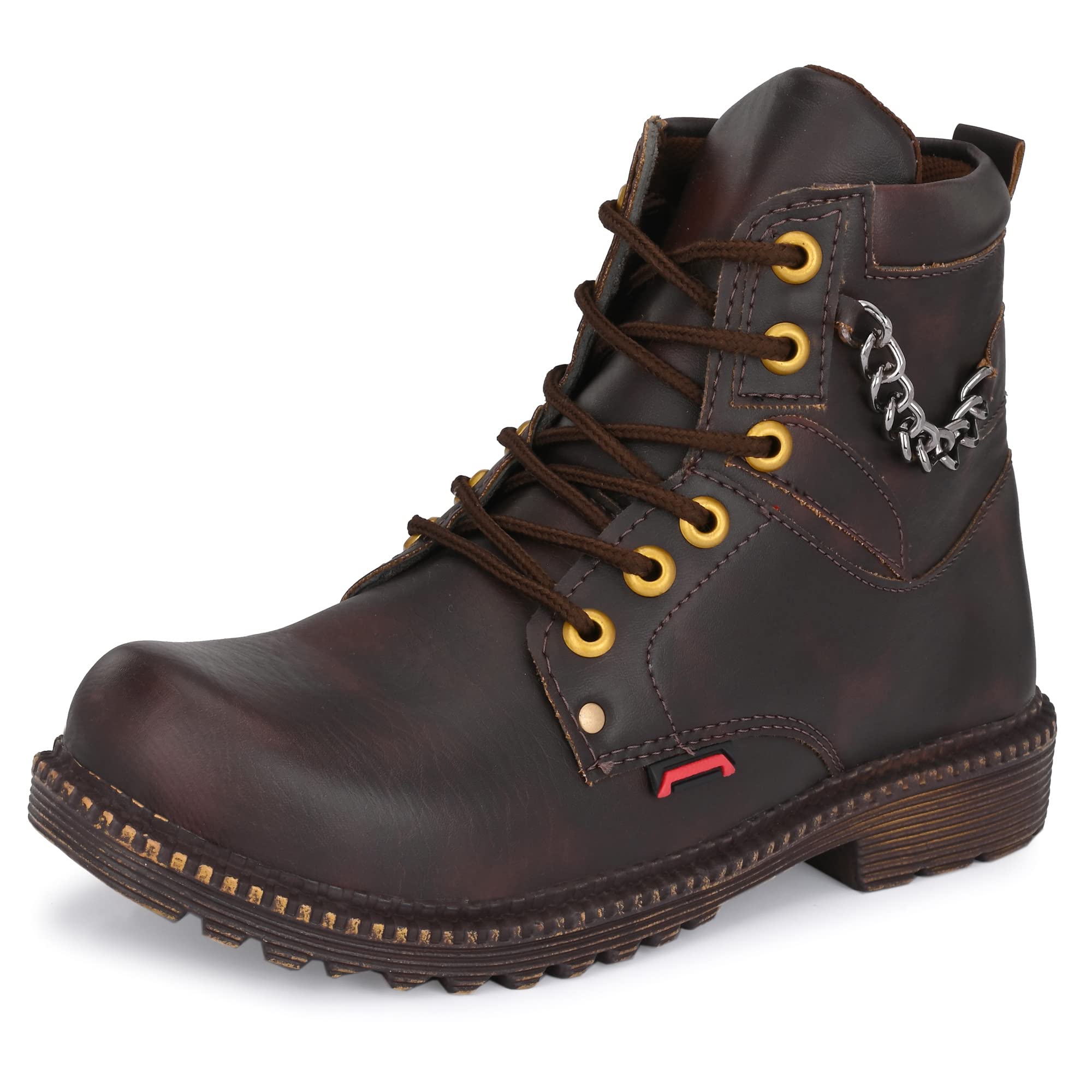 Leatherette Dark Brown Trendy Tough Heavy Duty Lace Ups High Ankle Length Mens Casual Long Boots Shoe Island for Men (BAB970-AZ), Size 9 UK/India (B0CXDXXCK5) Amazon Price History, Amazon Price Tracker