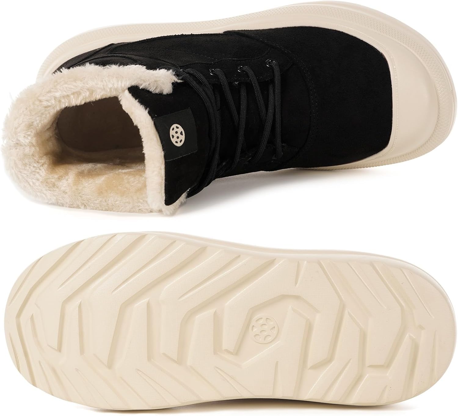 Eagsouni Womens Mens Winter Snow Boots Warm Fur Lined Ankle Booties Water Resistant Suede Leather Platform Shoes Lace Up Outdoor Sneakers - Image 4