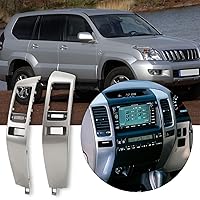 Vista 2 de Aramox 2 paneles de ventilación de salpicadero, consola central plateada, panel de ventilación de aire de CA, compatible con Land Cruiser Prado J120