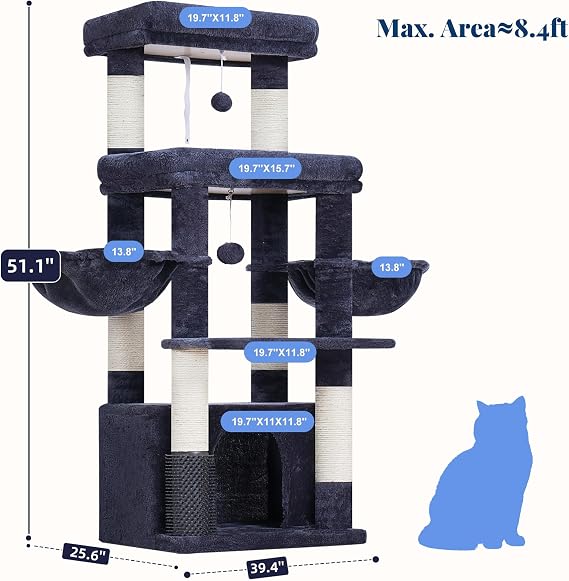 Hey-brother Cat Tree Tower with Extra Large Platform, Big Condo, MPJ070G