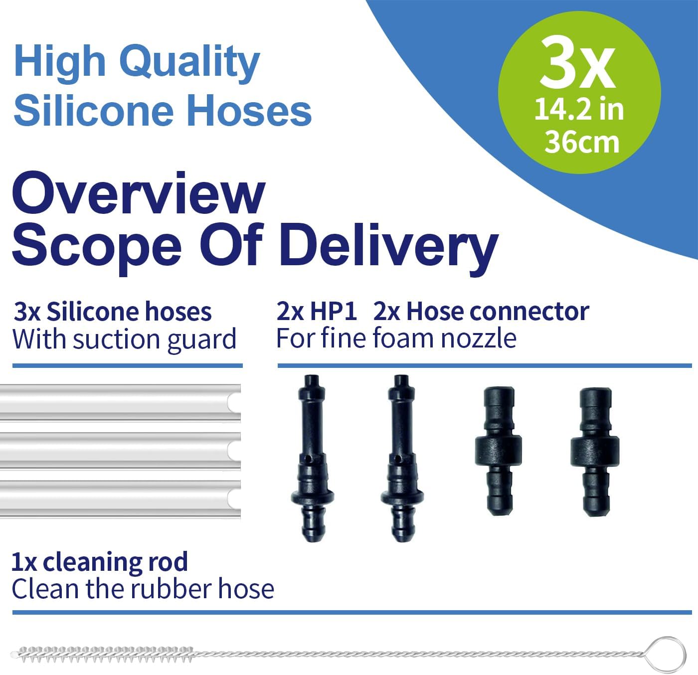 Milk Hose Fully Automatic Coffee Machine Silicone Hose 3x Replacement + HP1 Connection Nipple - Compatible with Jura Coffee Machine Devices