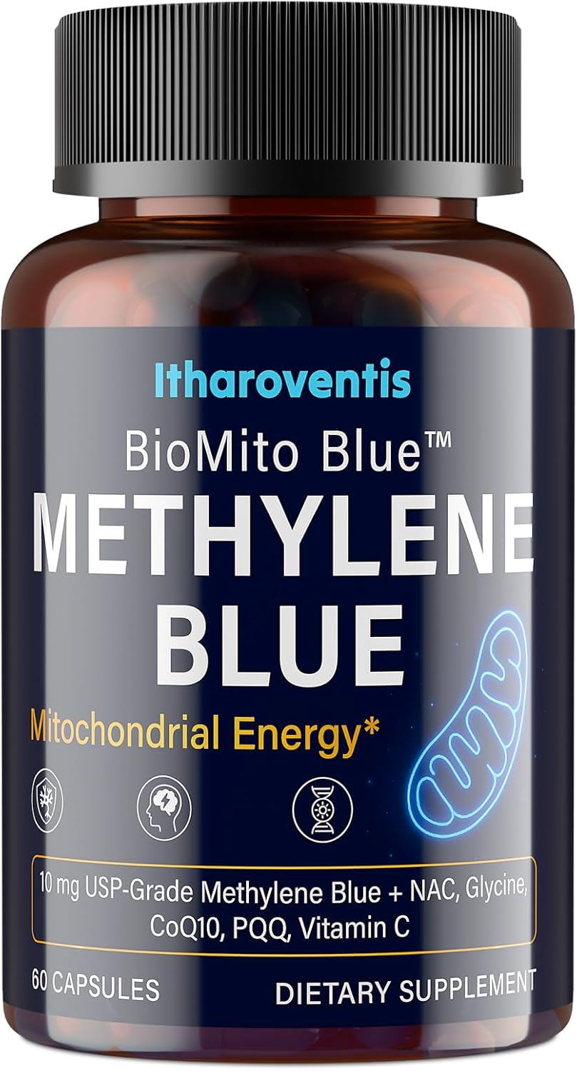 Itharoventis Methylene Blue Capsules, USP Pharmaceutical Grade with CoQ10, NAC, PQQ & Glycine, Mitochondrial & Cellular Support, No Formaldehyde, 60 Capsules