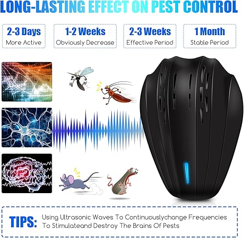 Miniatura 3 de Paquete de 2 repelentes ultrasónicos de plagas para interiores, repelente de plagas ultrasónico, repelente de plagas para roedores e insectos,