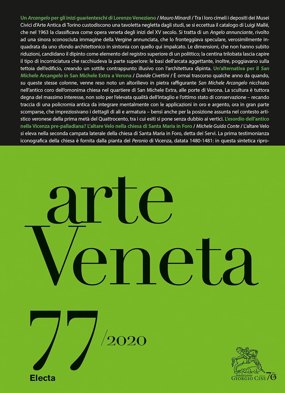 Arte veneta 2020 Vol 77 pour expertise peinture vénitienne
