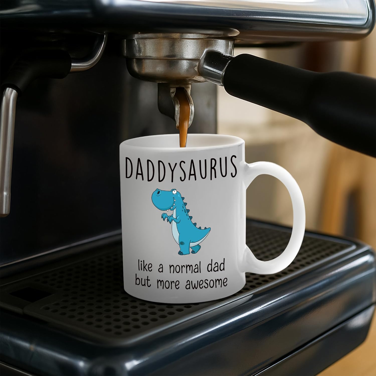 Gossby DADDYSAURUS Coffee Mug for Dad - Funny Gifts for Dad from Daughter, Son, Kid - 11oz T-rex Daddy Mug - Fathers Day, Christmas, Birthday Gift for Father, Step Daddy - Husband Gift from Wife - Image 6
