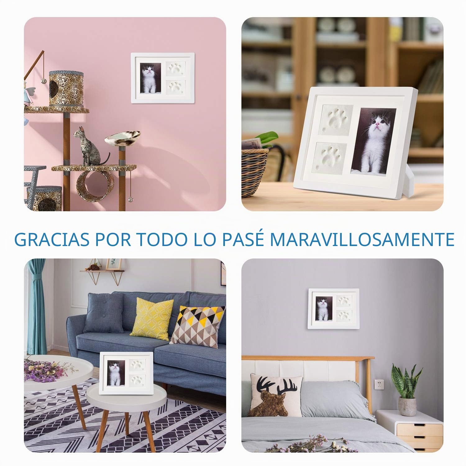 Kit marco huella para impresión de patas de mascota para perros y gatos:Marco de Recuerdo de Mascota,Artículos conmemorativos gato