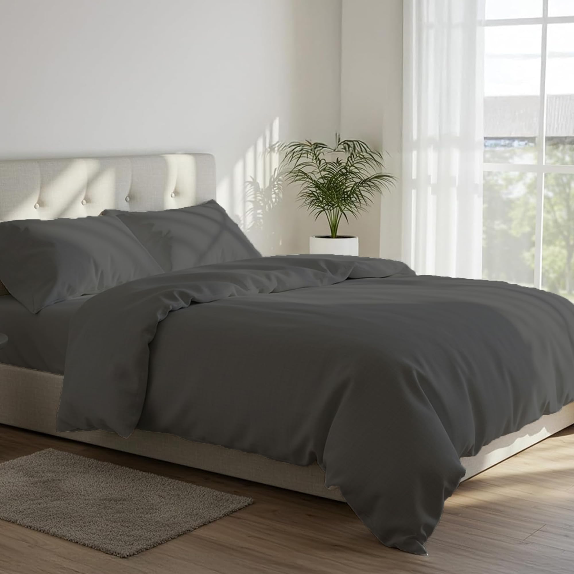 DANYDude 100% Egyptian Cotton King Size Duvet Cover and PillowCases 2 Pack Set 400 Thread Count King Size Duvet Cover Set – Hypoallergenic & Machine Washable Kingsize Bed Quilt Cover Set