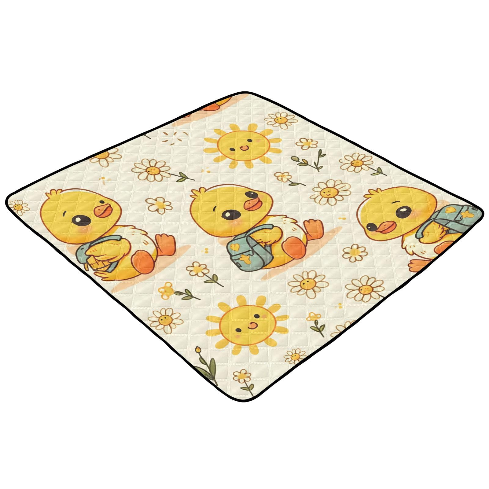 Cute Little Yellow Duck Carrying A Backpack Baby Play Mat 50