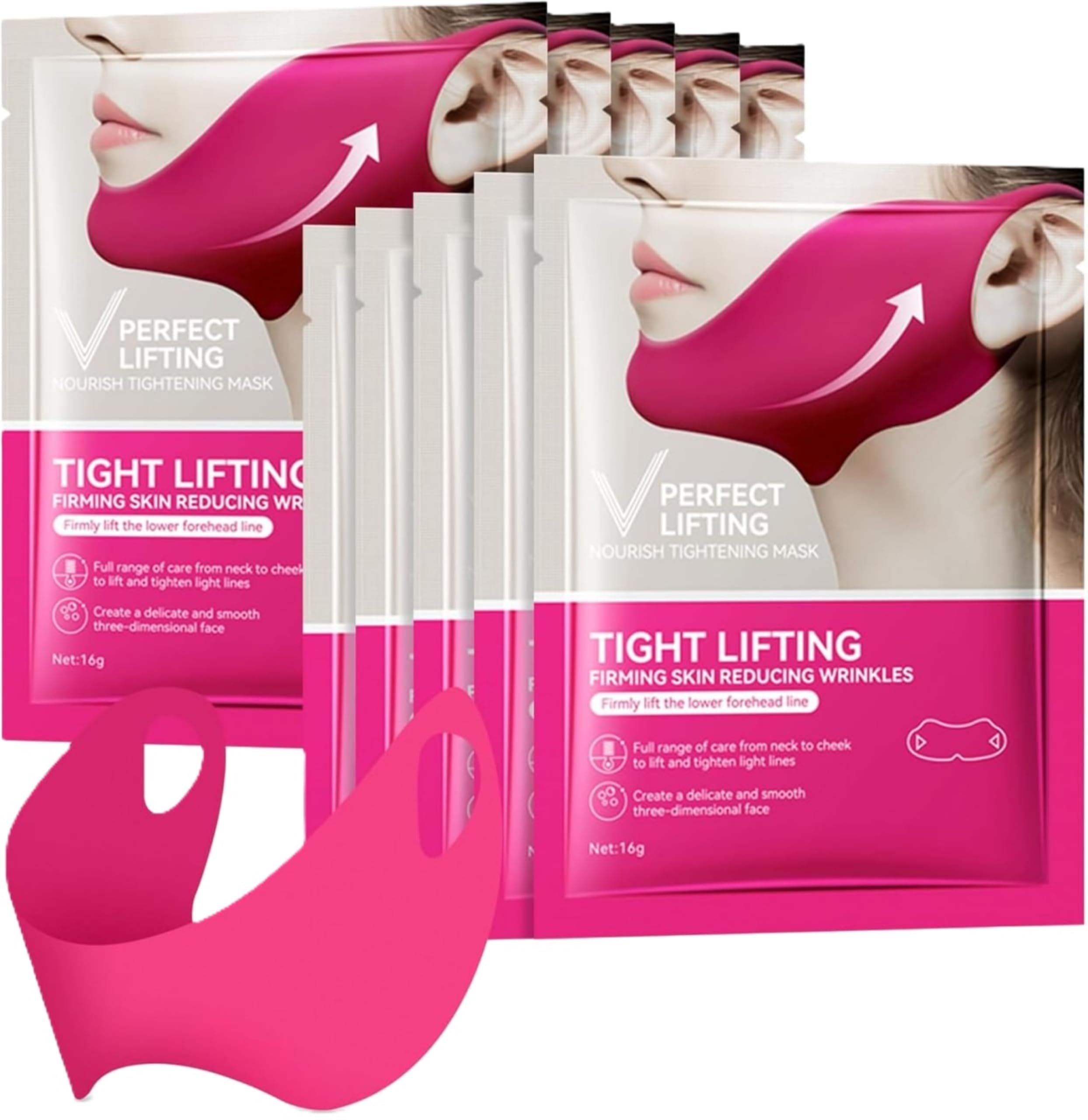 V-Line Collagen Lifting Mask for Face & Chin – Double Chin Reducer Face Slimming Mask, Firming & Tightening V Shape Face Lift Band, Hydrating Jawline Contouring Sheet Mask for Women & Men-picture-18