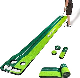 Indoor Putting Green Game, Foldable Putting Mat Golf Game Set, Golf Gifts for Men - 1x8 Ft