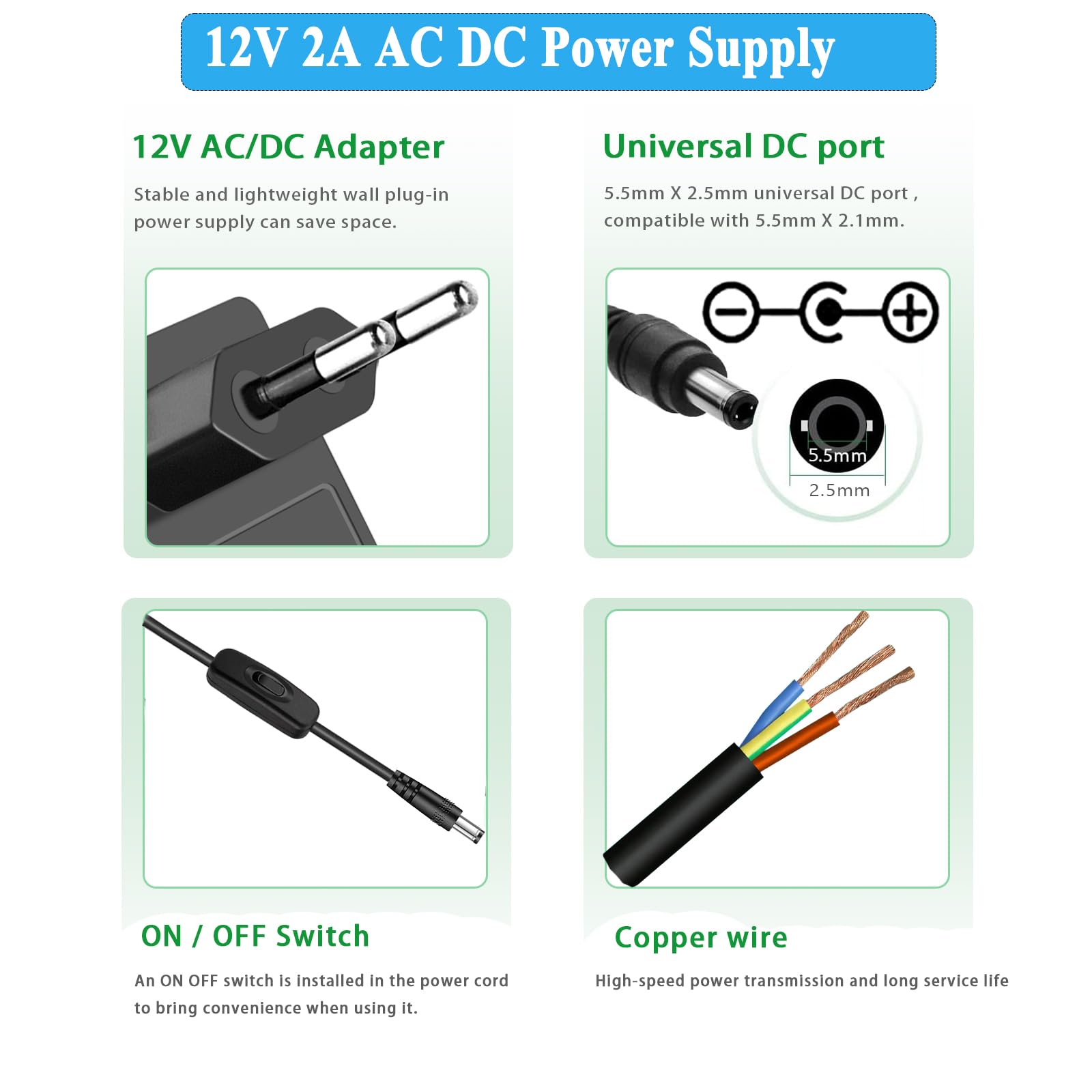 Adaptateur d'alimentation 12V pour Clavier Yamaha, Câble d'alimentation CA/CC 100-240V pour 12V 2A PA-130a PA-130b PA-150b P45 PA-3b PA-3c PA-5d PSR-210 PSR-78 P125 E373 Piano électronique.