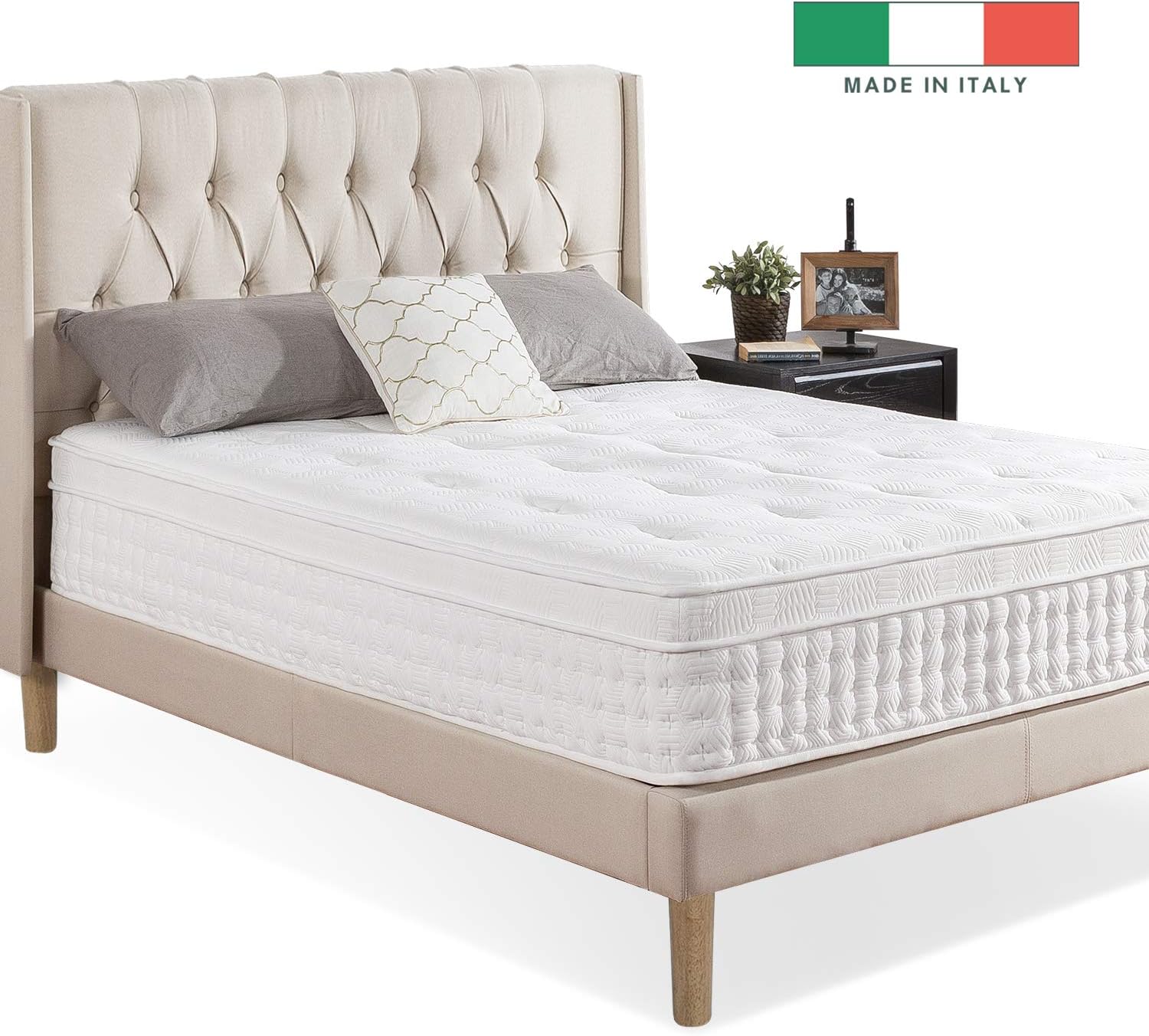 ZINUS 12 Inch Euro Top Pocket Spring Hybrid Mattress / Pressure Relief / Pocket Innersprings for Motion Isolation / Bed-in-a-Box, Queen: Furniture & Decor