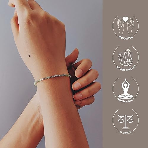 Miniatura 41 de Pulsera de cuentas de cristal natural de plata 925 hecha a mano. Joyería energética de piedras preciosas facetadas para mujeres, regalo