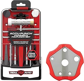 Real Avid Accu-Punch Hammer & Punches Set with Smart Bench Block, Combo (Hammer & Long Punches + Bench Block), red