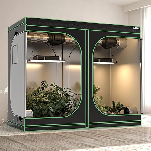 Miniatura 8 de COSTWAY Tienda de cultivo de 48 x 48 x 80 pulgadas, tienda hidropónica reflectante Mylar con bandeja de suelo, bolsa de almacenamiento, ventana de